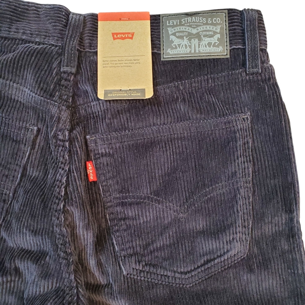 Levi's Womens Black Corduroy Pants 27X30 Straight Leg Preppy Goth Irregular NWT - Picture 6 of 14